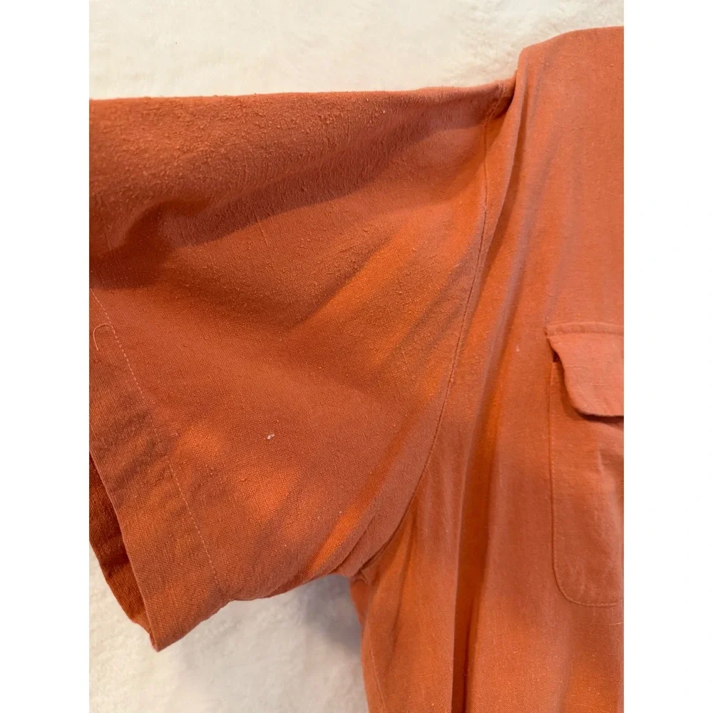 Selene Paris 100% Silk 2 Piece Set Womens 2X Coral Orange Shirt & Pants Suit